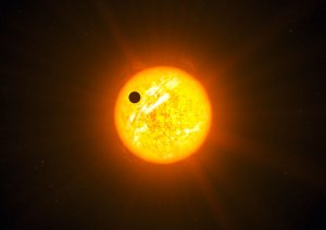 Vue d'artiste du transit d'une exoplanète devant son étoile