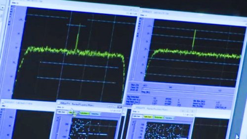 Réception du signal, correspondant au pic vert, à 19h18